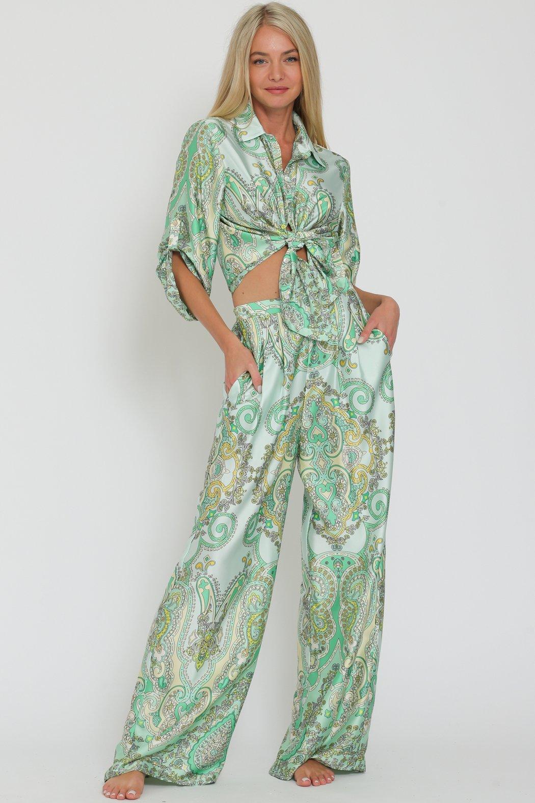 Paisley Palazzo Pant with Elastic Waistband Product Image
