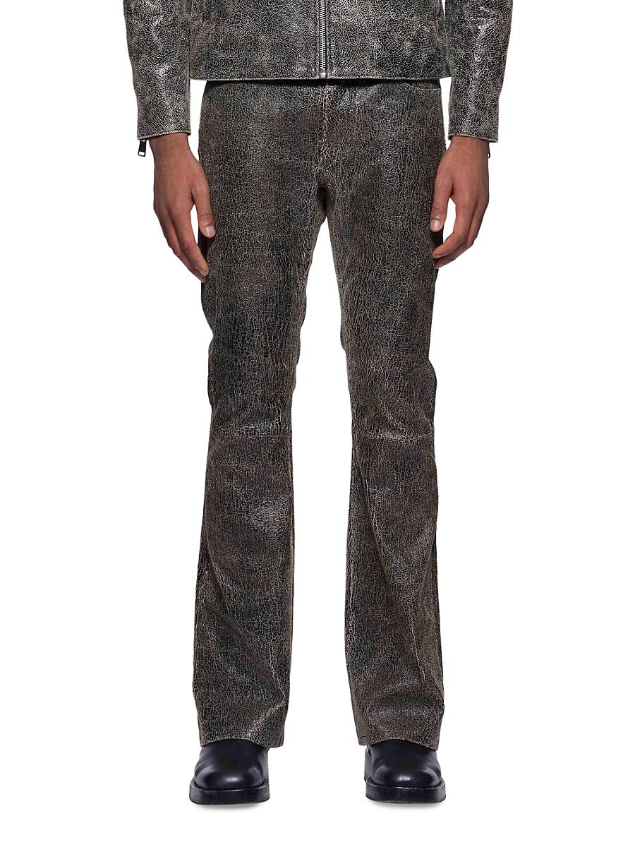 Mens Leather Flared Pants Product Image