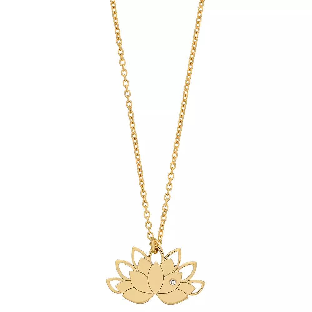 Sterling Silver Lotus Pendant Necklace, Women's, Size: 18", 18k Gold Over Product Image