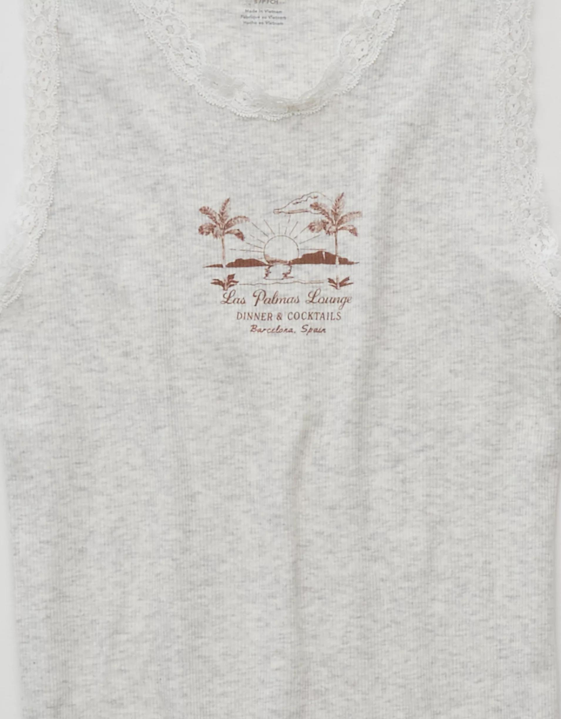 AE Graphic Lace Trim Tank Top Product Image