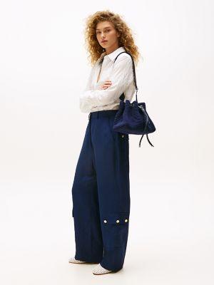 Silk and Linen Gold Button Cargo Pant Product Image