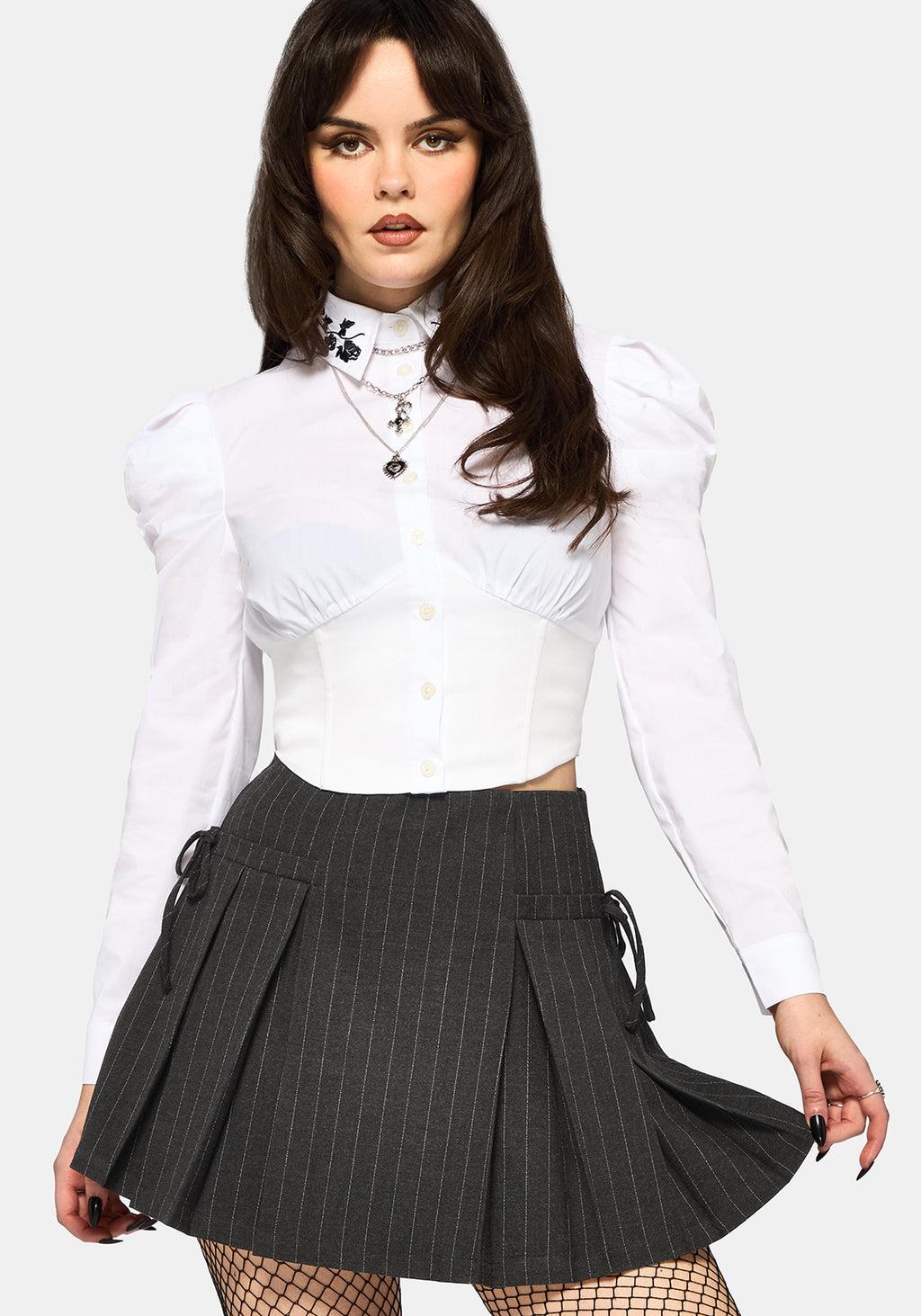 Sabrina Pinstripe Bow Detail Mini Skort Product Image