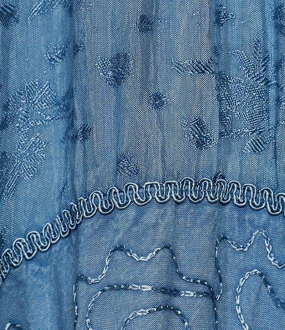 Scully Sleeveless Lace-Up Embroidered Floral Jacquard Tie Waist Midi Dress Product Image