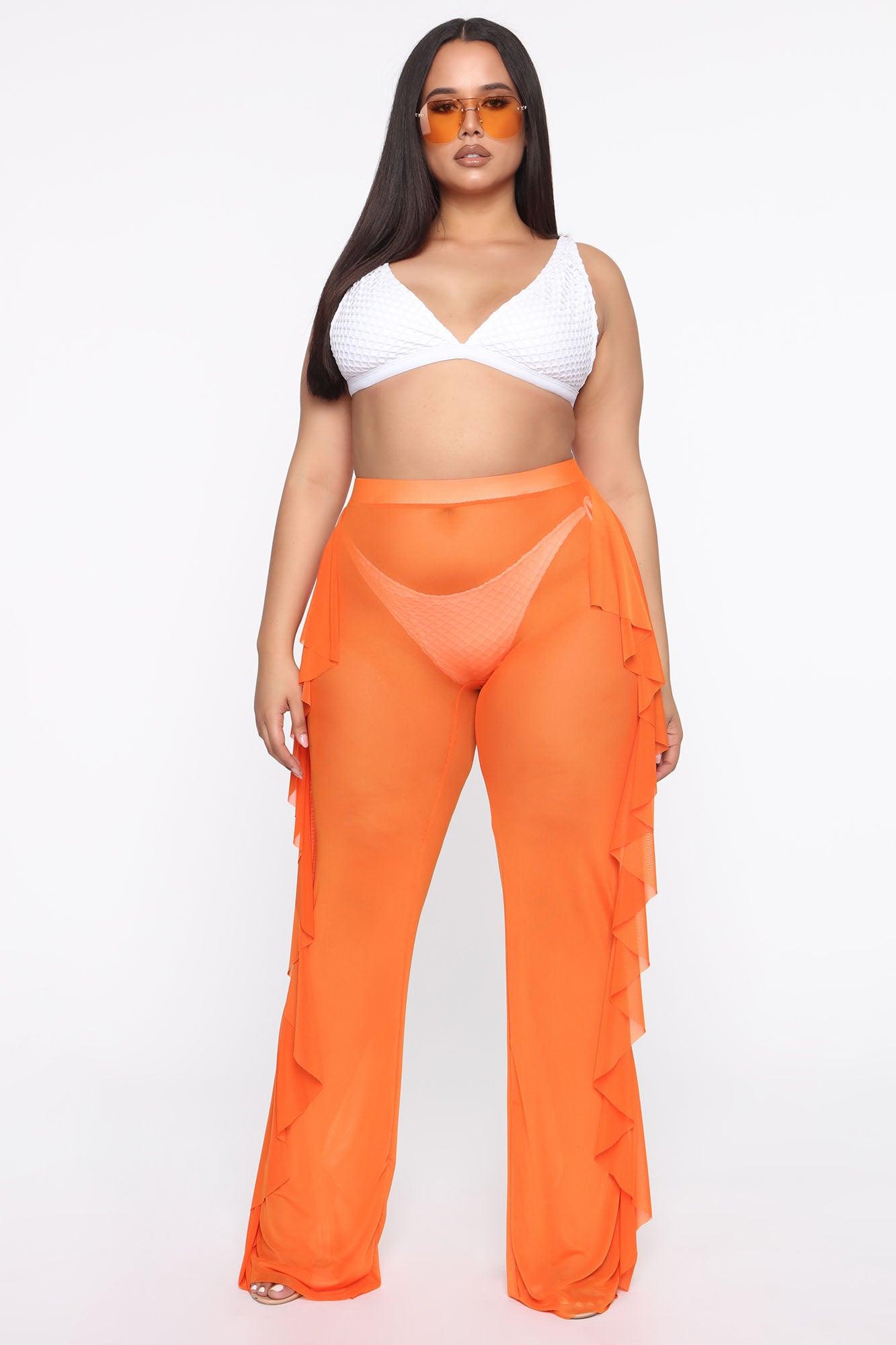 Sunshine See Through Cover Up Pant - Orange Product Image