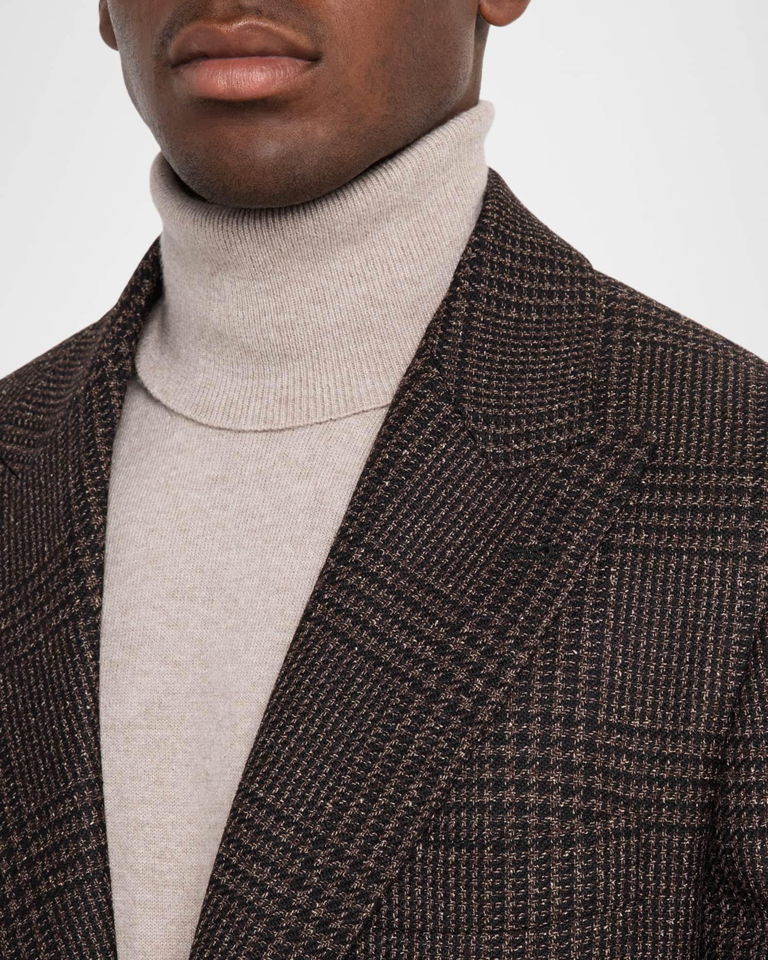 Men's Plaid Wool and Silk Single-Breasted Sport Coat Product Image