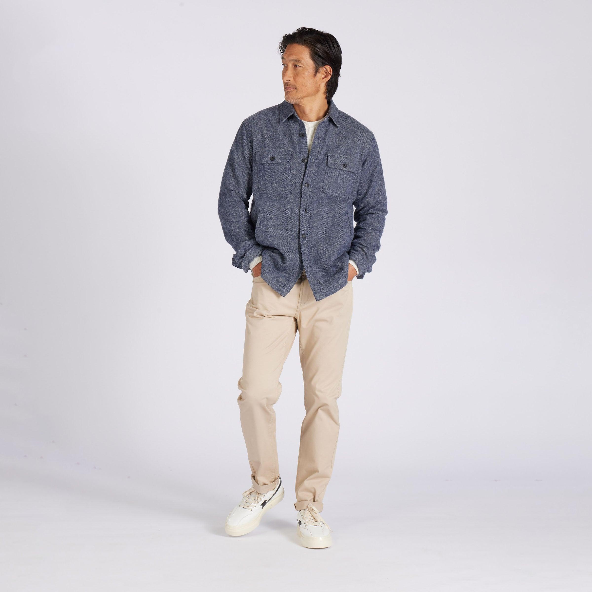 Flannel Twill Shirt Jacket - Sky Captain Product Image