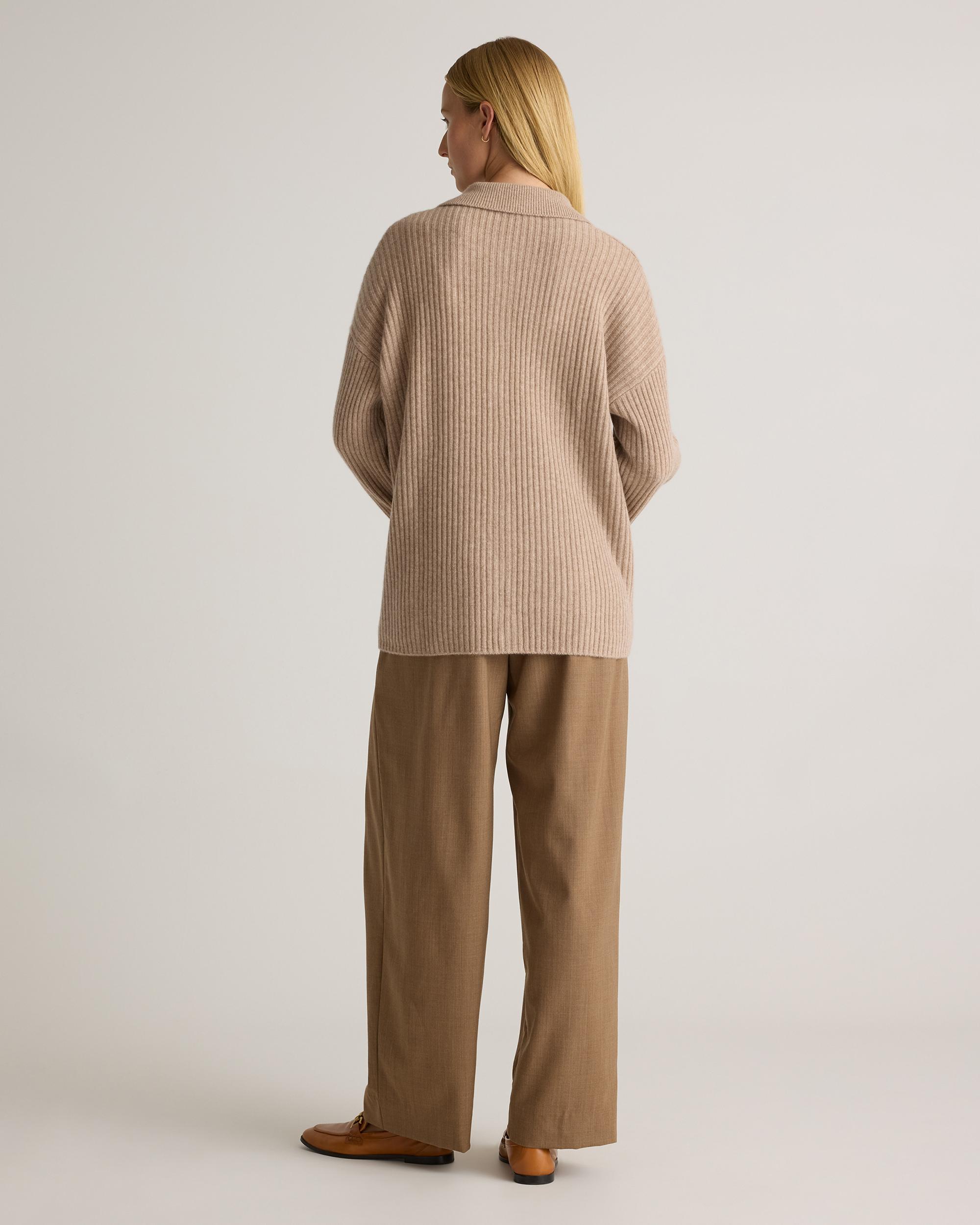 Quince | Women's Mongolian Cashmere Wide-Rib OverSized Collared Cardigan Sweater Product Image