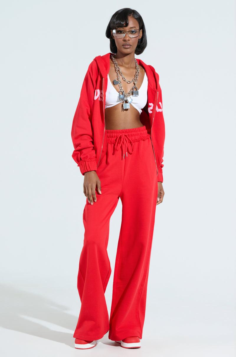 LOVERS CLUB ZIP UP HOODIE IN RED Product Image