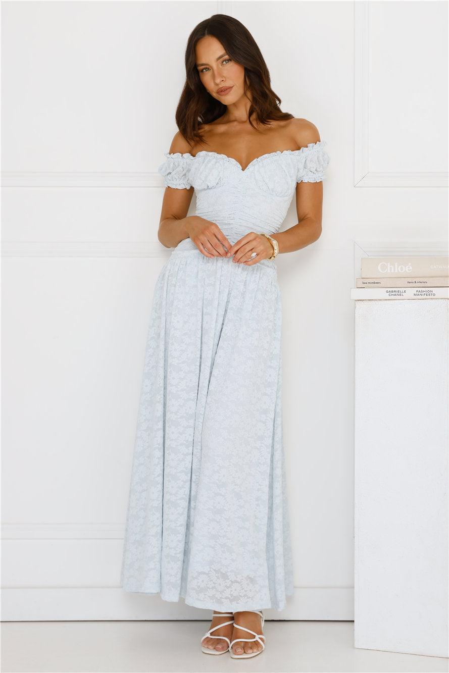 Soft Serve Off Shoulder Maxi Dress Blue Product Image