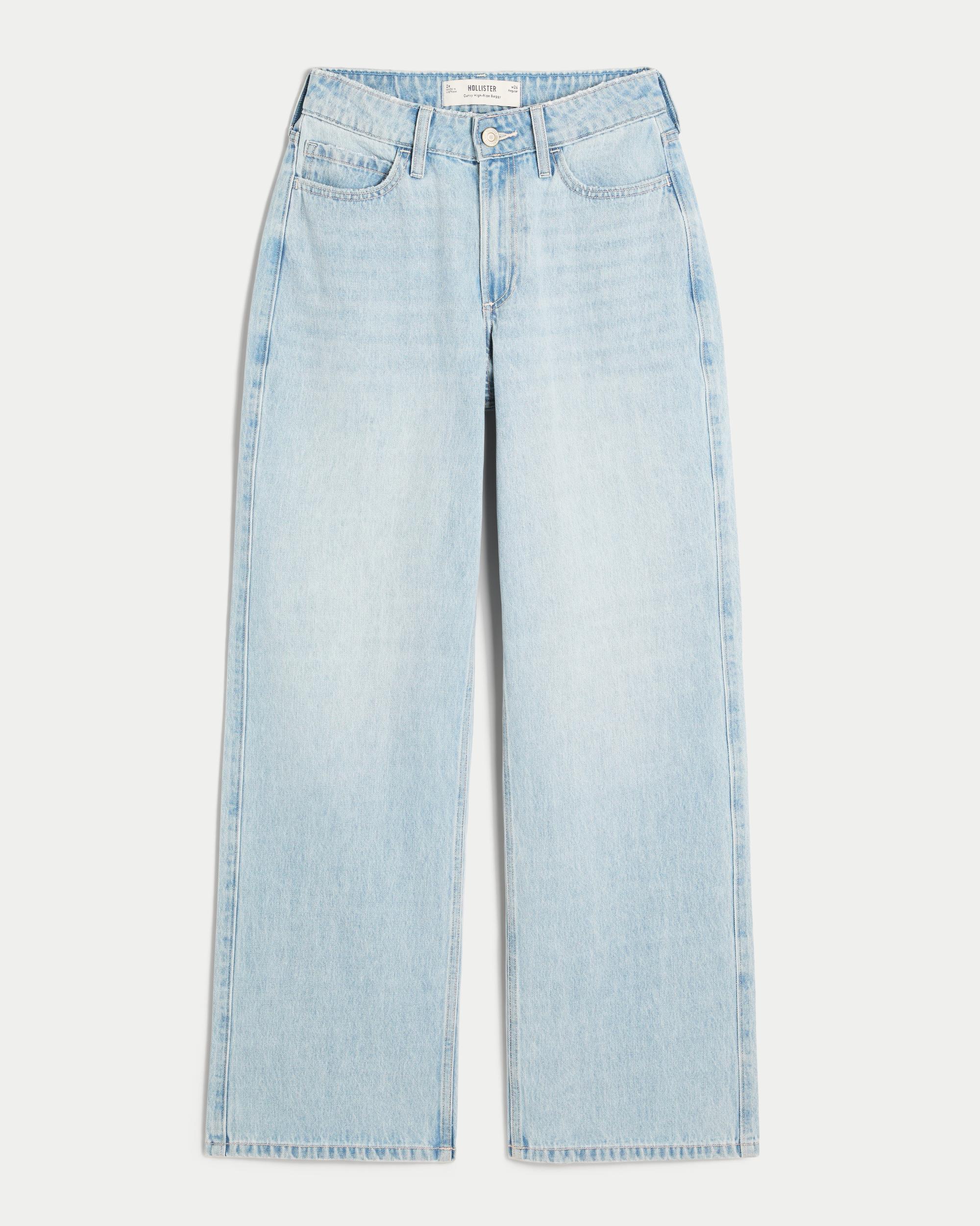Curvy High-Rise Light Wash Baggy Jeans Product Image