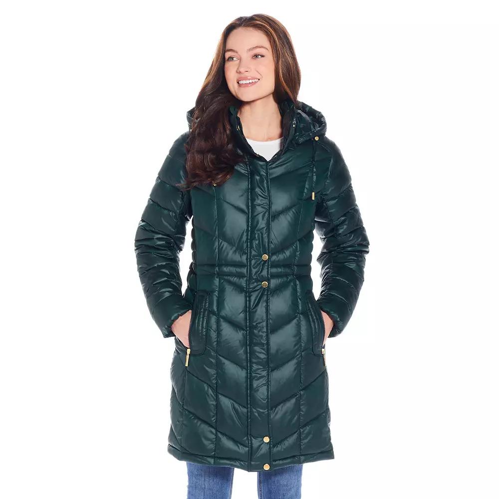 Women's Weathercast Hooded Heavyweight Puffer Coat, Size: Small, Hunter Green Product Image