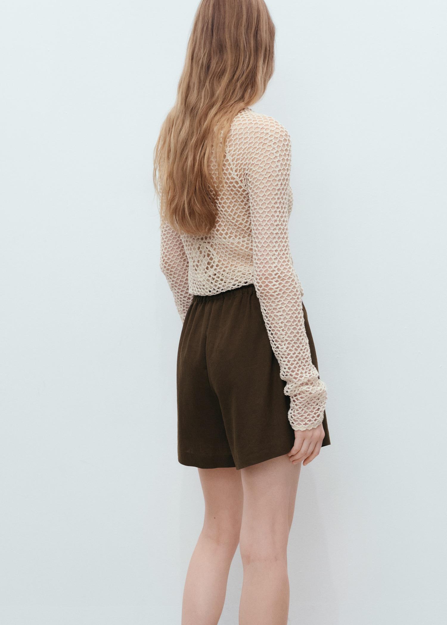 Straight-fit linen shorts with drawstring - Women | MANGO USA Product Image