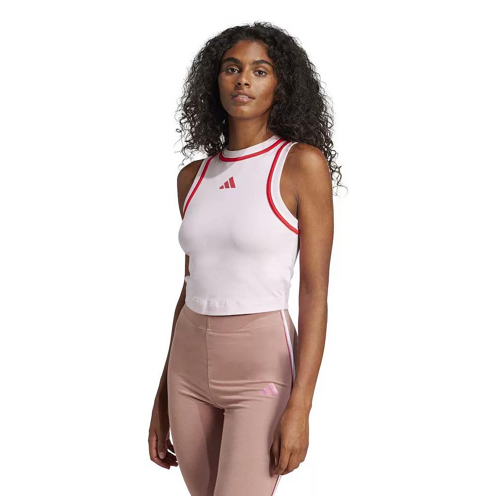Women's adidas Essentials Color Pop Cropped Sportswear Tank Top, Size: Large, Clear Pink Product Image