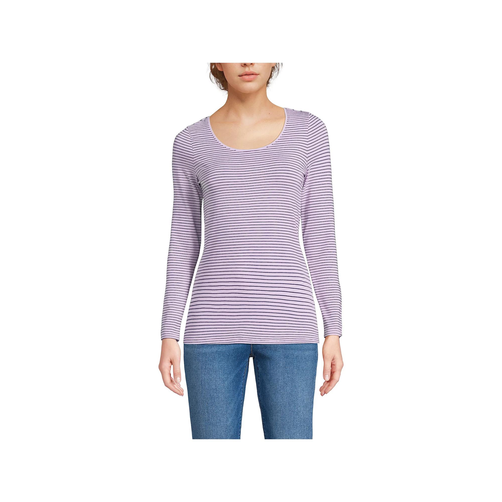 Women's Lands' End Lightweight Scoopneck Long-Sleeve Tee,  Product Image