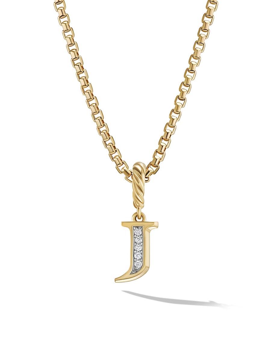 Womens Pav Initial Pendant in 18K Yellow Gold Product Image