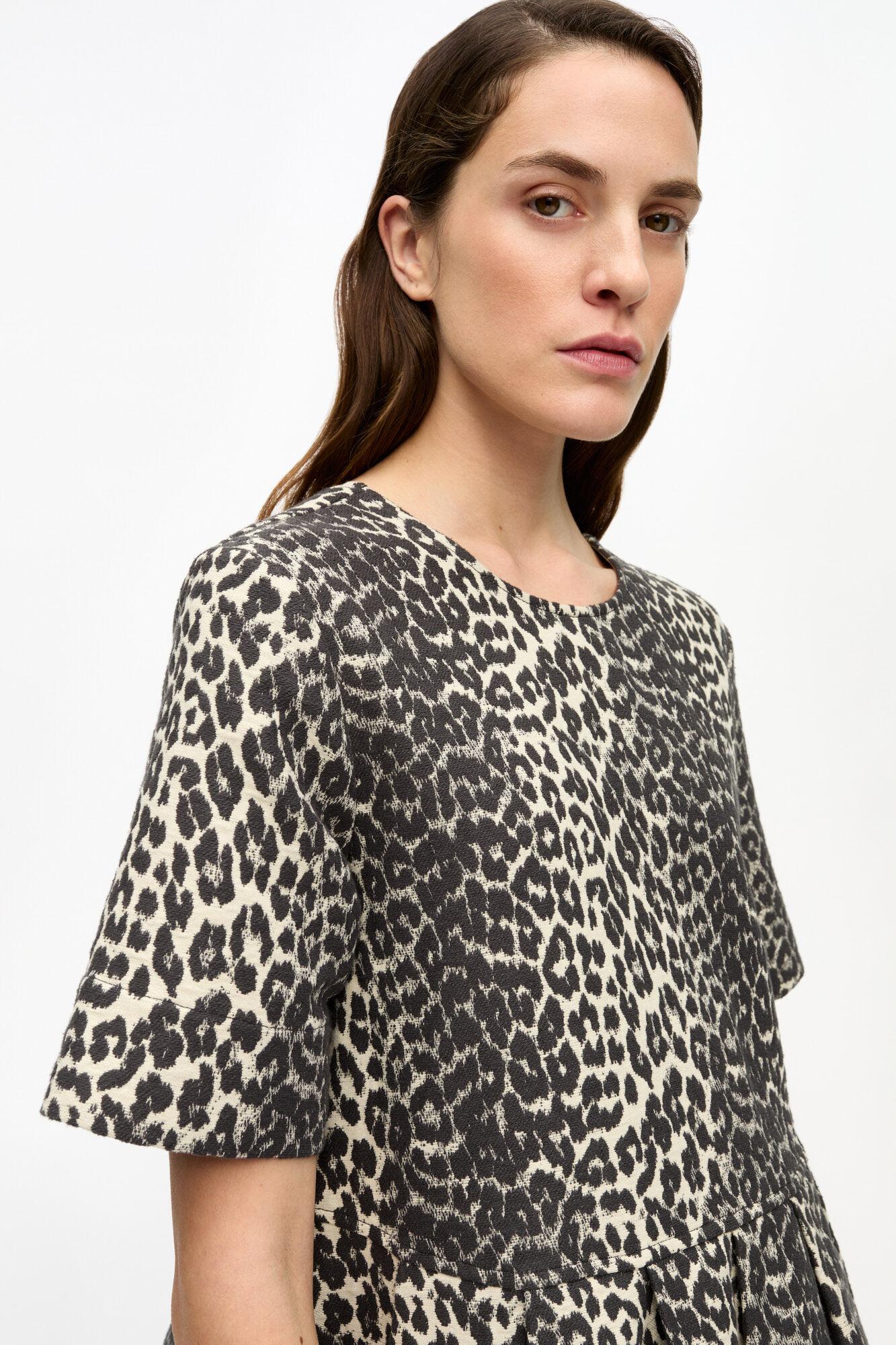 Leopard Cotton Tweed Mini Dress Product Image