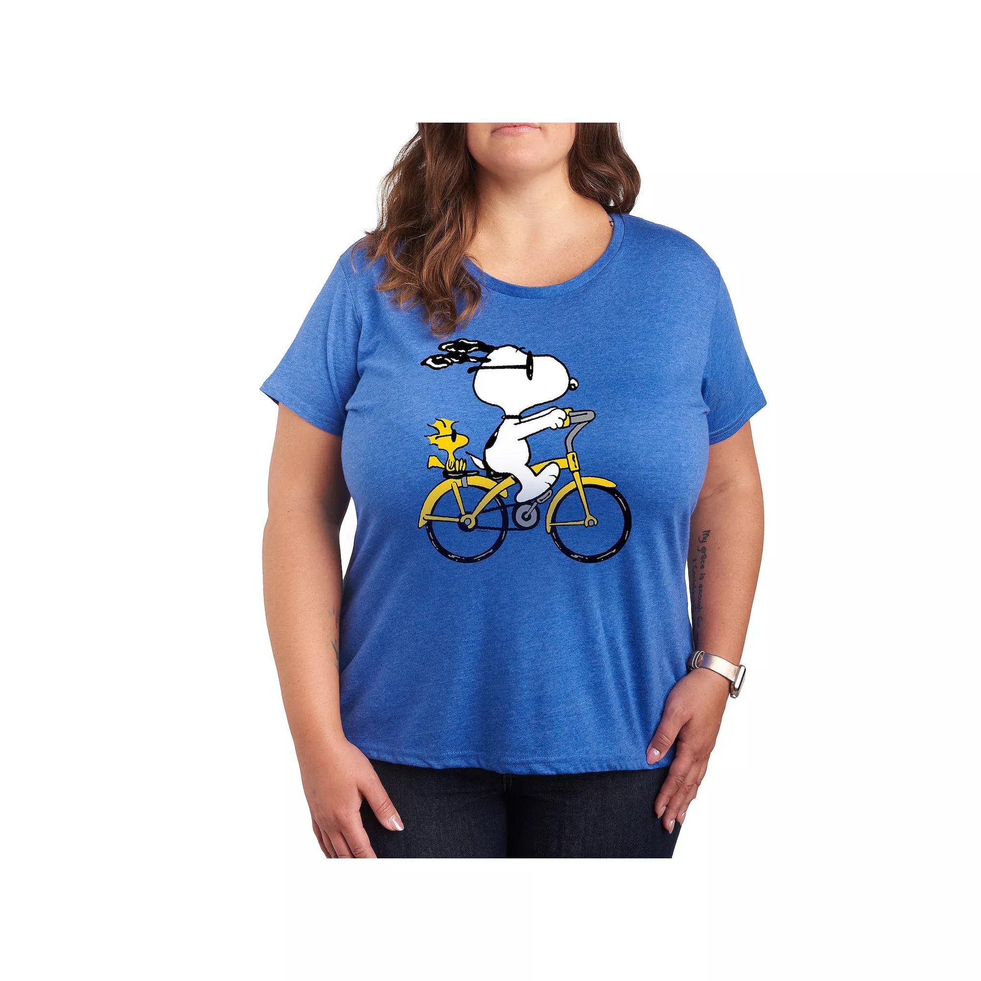 Plus Peanuts Snoopy & Woodstock Riding Bike Graphic Tee, Women's,  Product Image