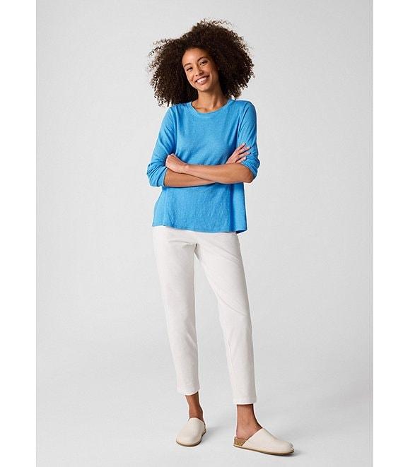 Eileen Fisher Linen Jersey Round Neck Long Sleeve Top Product Image