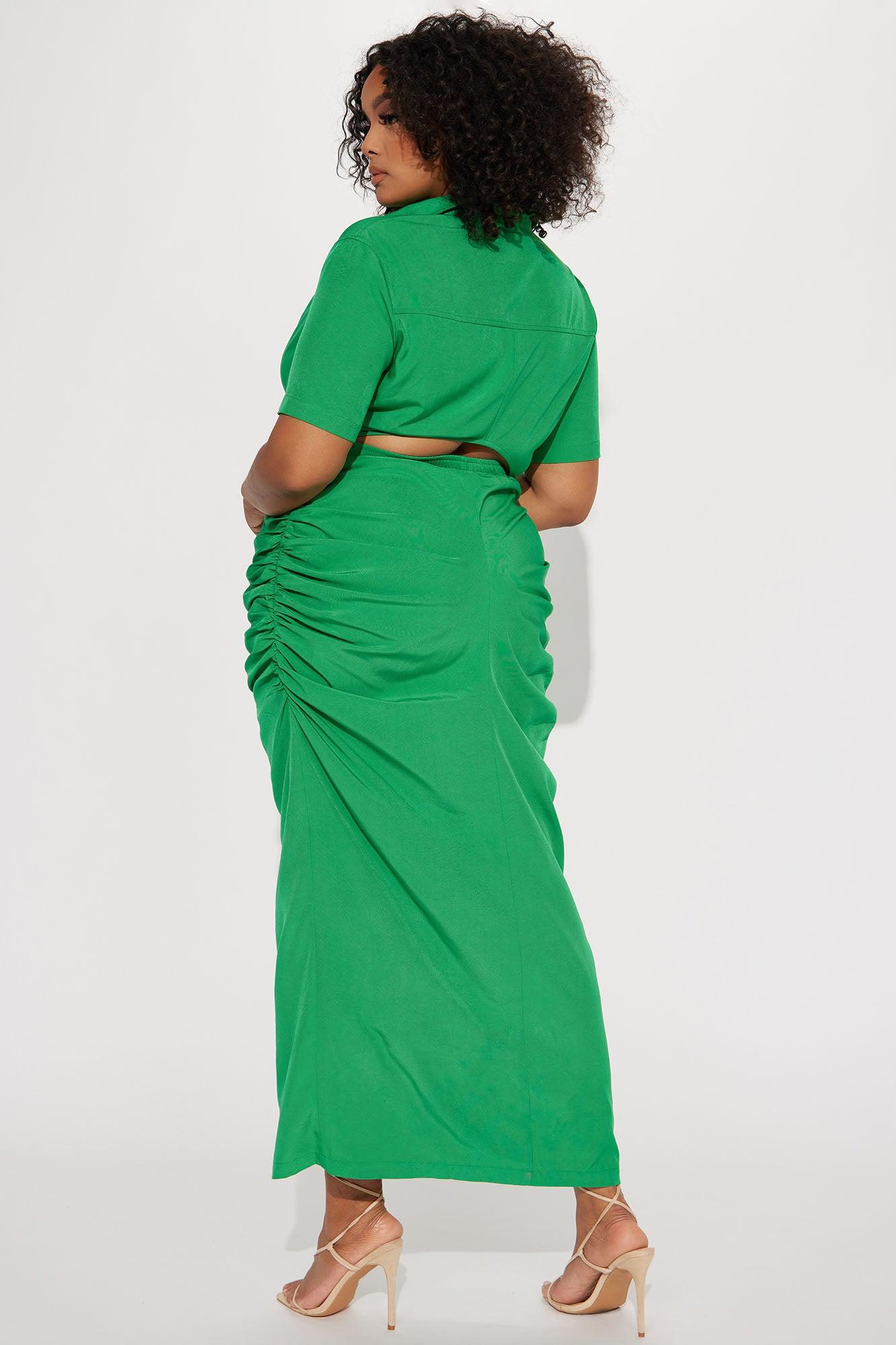 Jennifer Collared Maxi Dress - Green Product Image