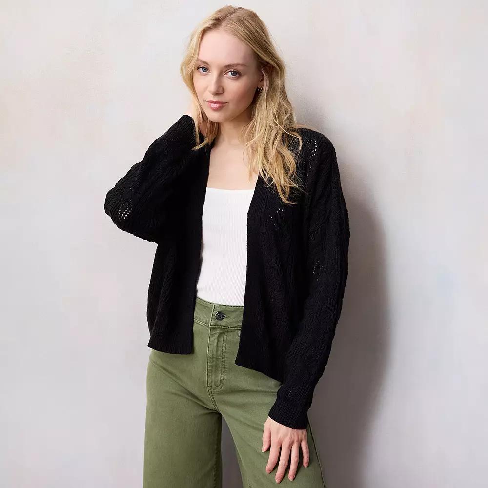 Womens LC Lauren Conrad Pointelle Open Cardigan Product Image