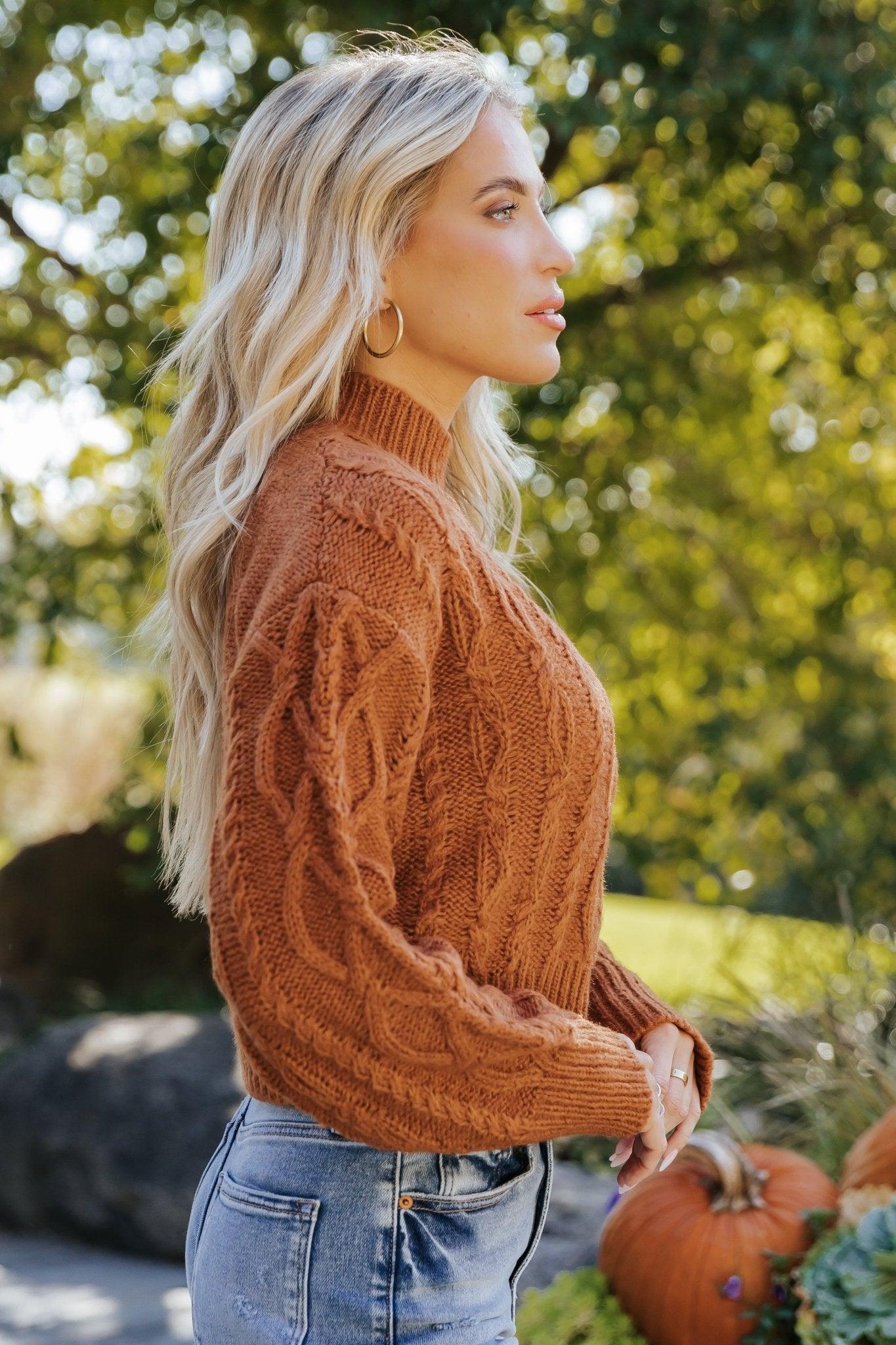 Fall Fest Cable Knit Sweater - Burnt Orange - FINAL SALE Product Image
