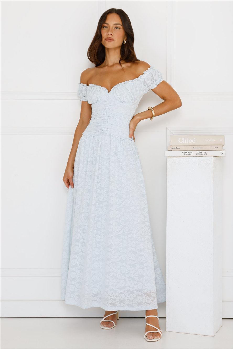 Soft Serve Off Shoulder Maxi Dress Blue Product Image