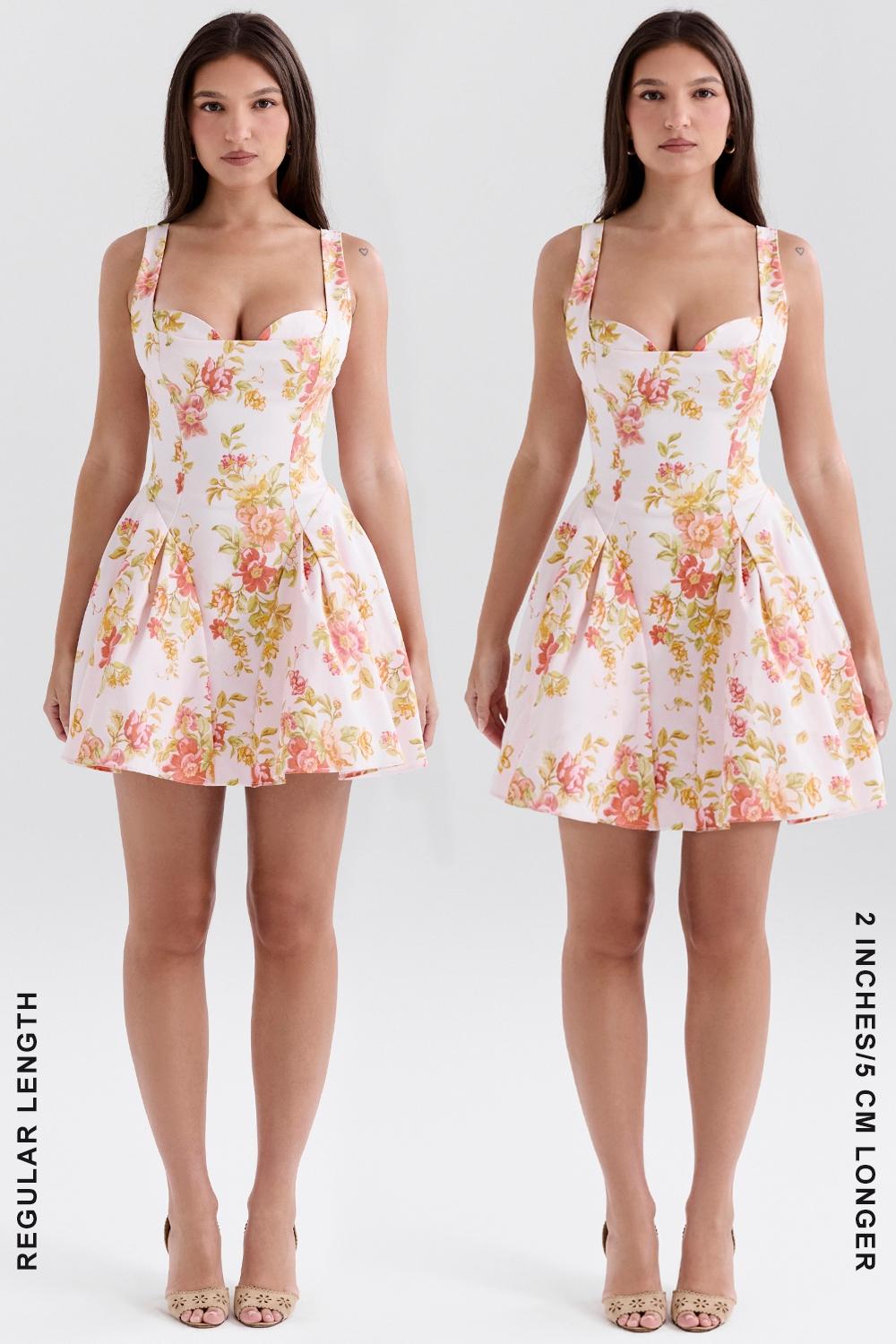 Bunny  peach poppy print twill mini dress Product Image