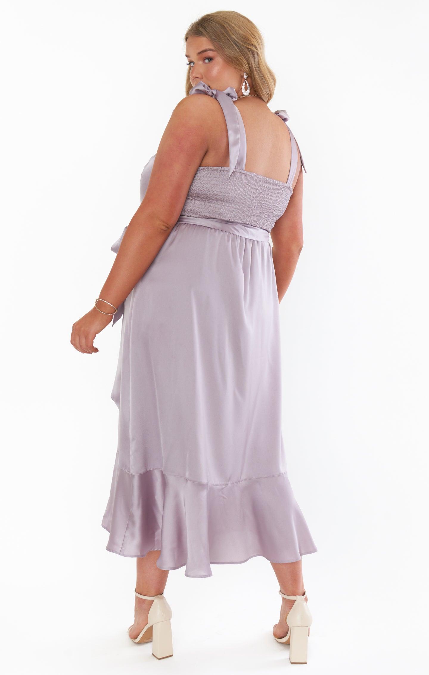 Claire Midi Dress ~ Dusty Purple Luxe Satin Product Image