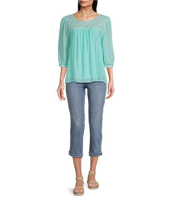 Code Bleu Soho High Rise Skinny Leg Double Waistband Frayed Cuff Capri Jeans Product Image