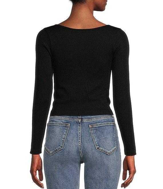 Moa Moa Seamless Ribbed Round Neck Long Sleeve Top Product Image