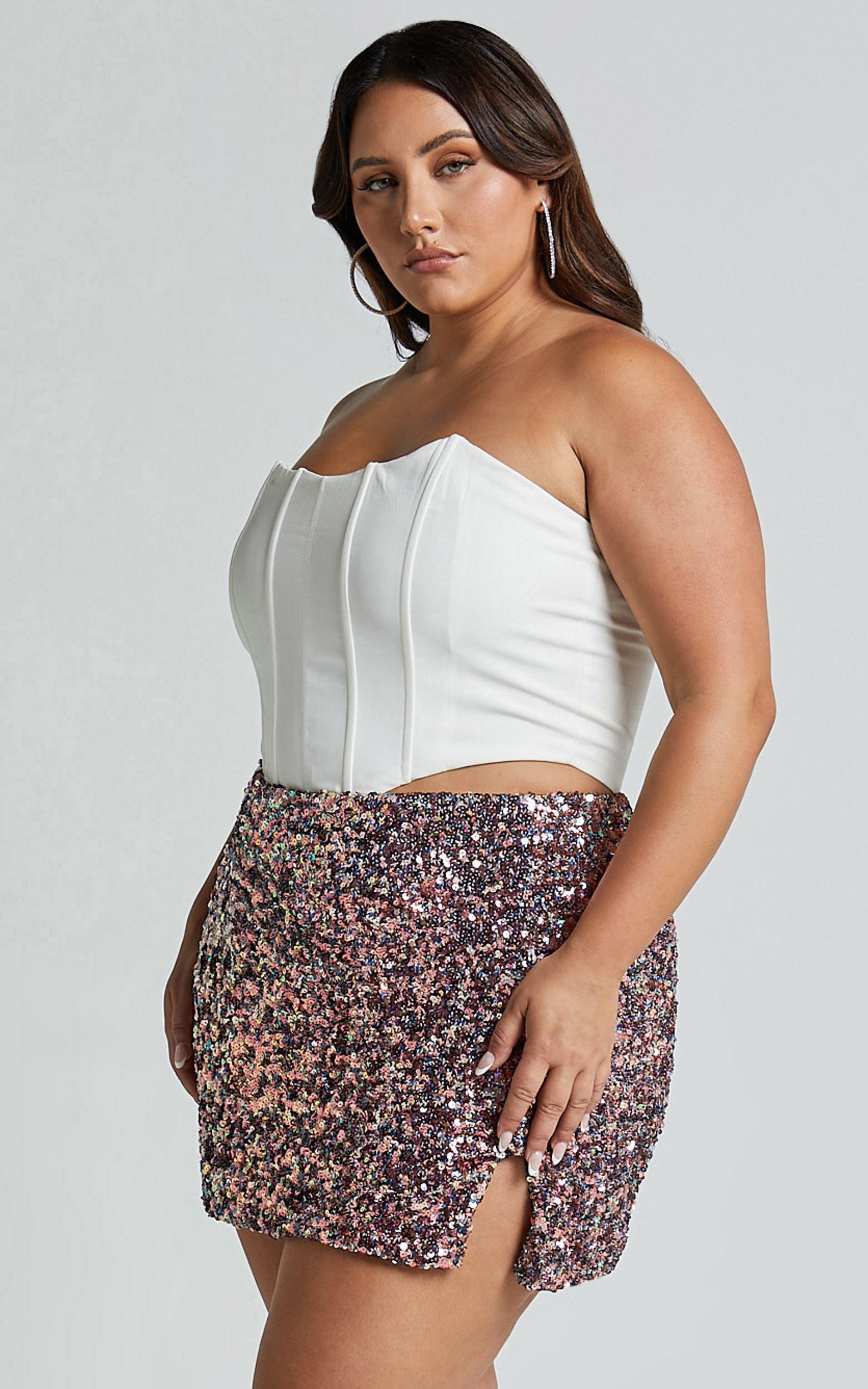 Ingrid Mini Skirt - Sequin Skirt in Pink Multi Product Image