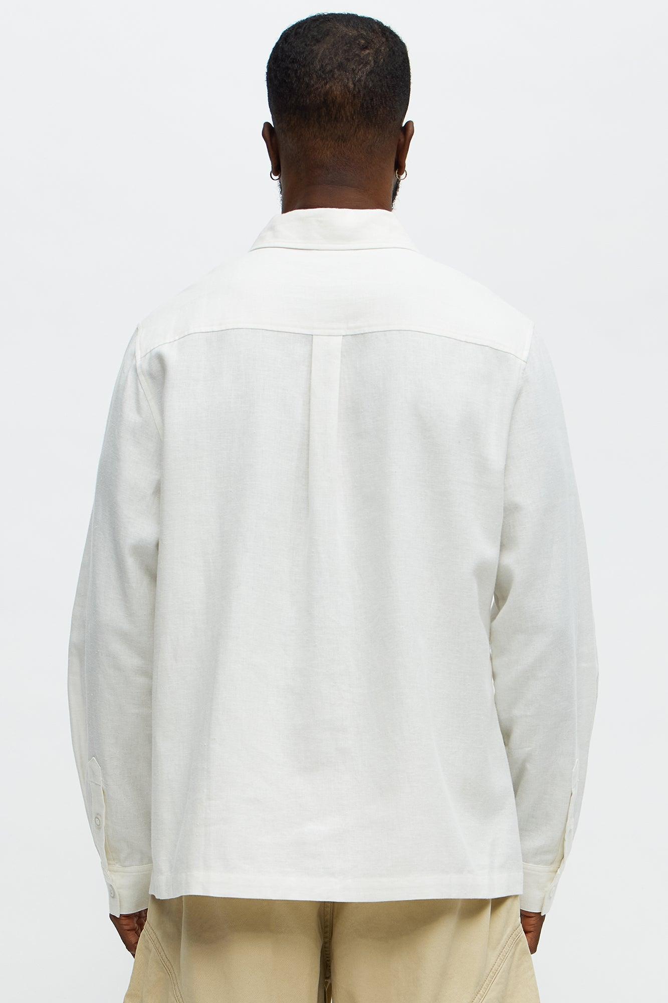 Bahamas Linen Long Sleeve Shirt - White Male Product Image