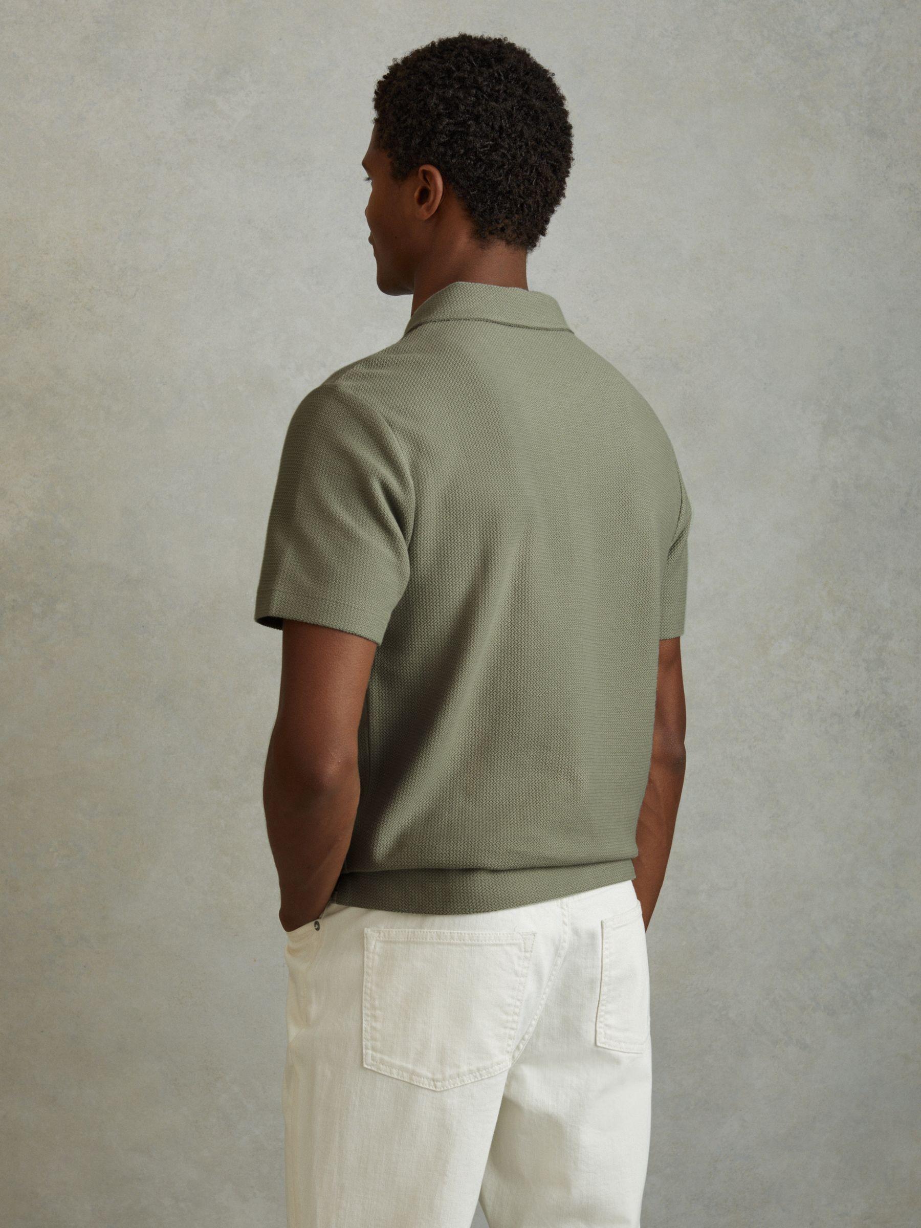 Textured Cotton Half-Zip Polo Shirt in Pistachio Product Image