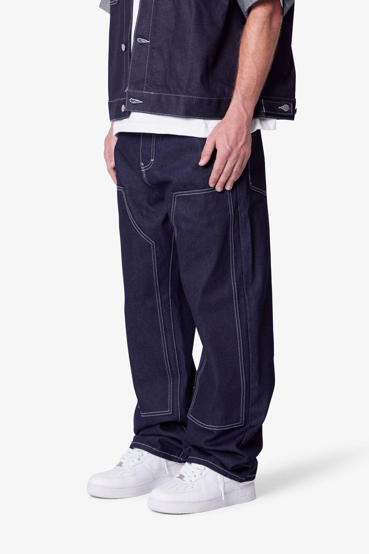 Ultra Baggy Raw Work Denim - Blue Product Image