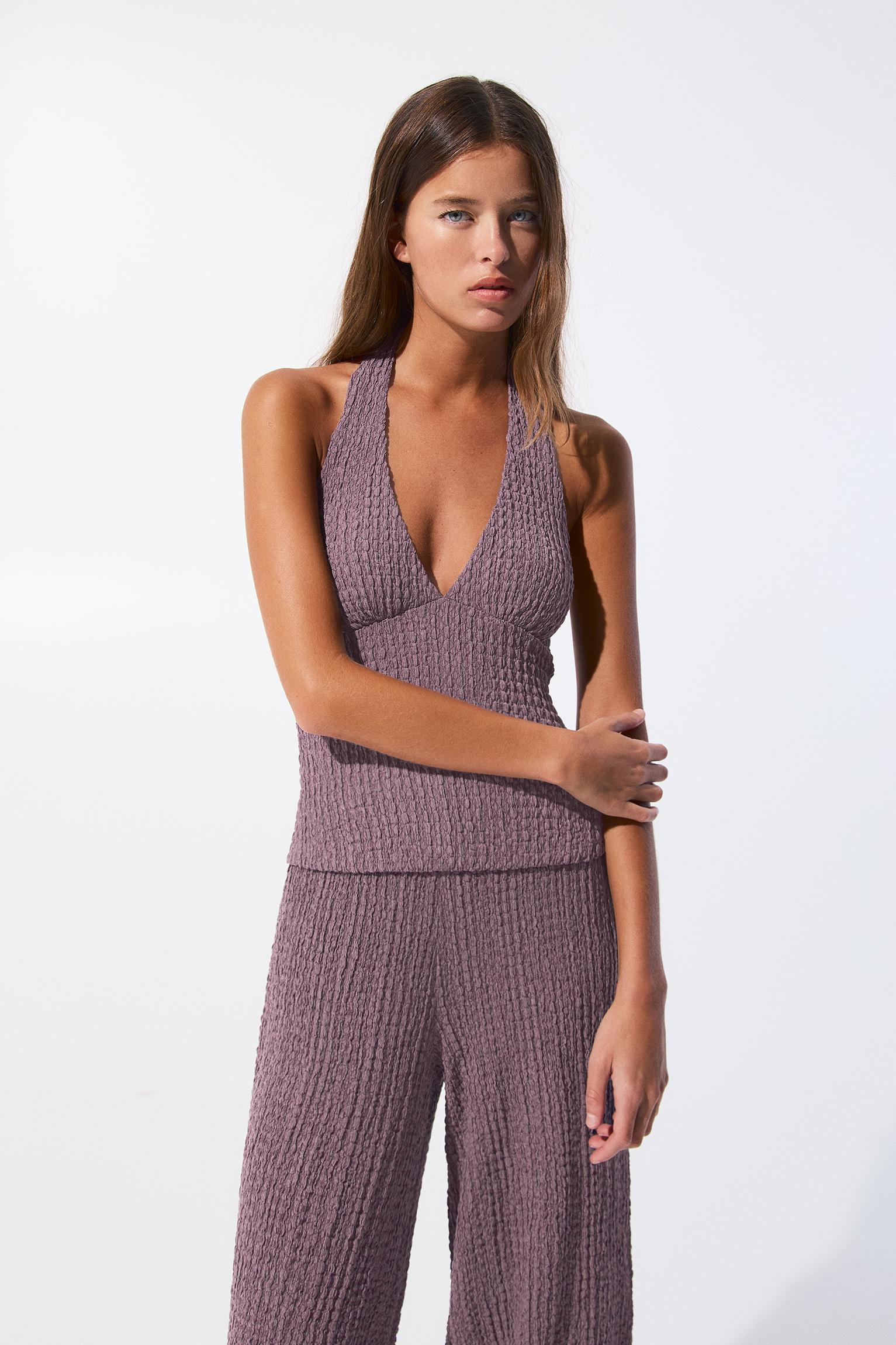 Creased-effect halter top Product Image