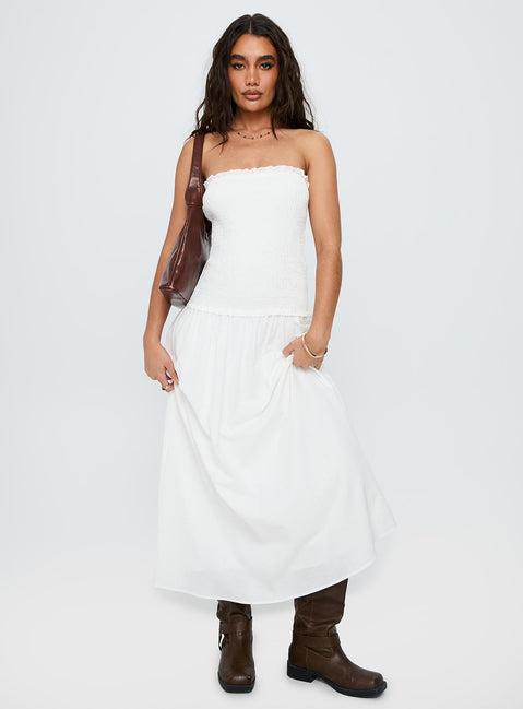 Tinsie Strapless Maxi Dress White Product Image