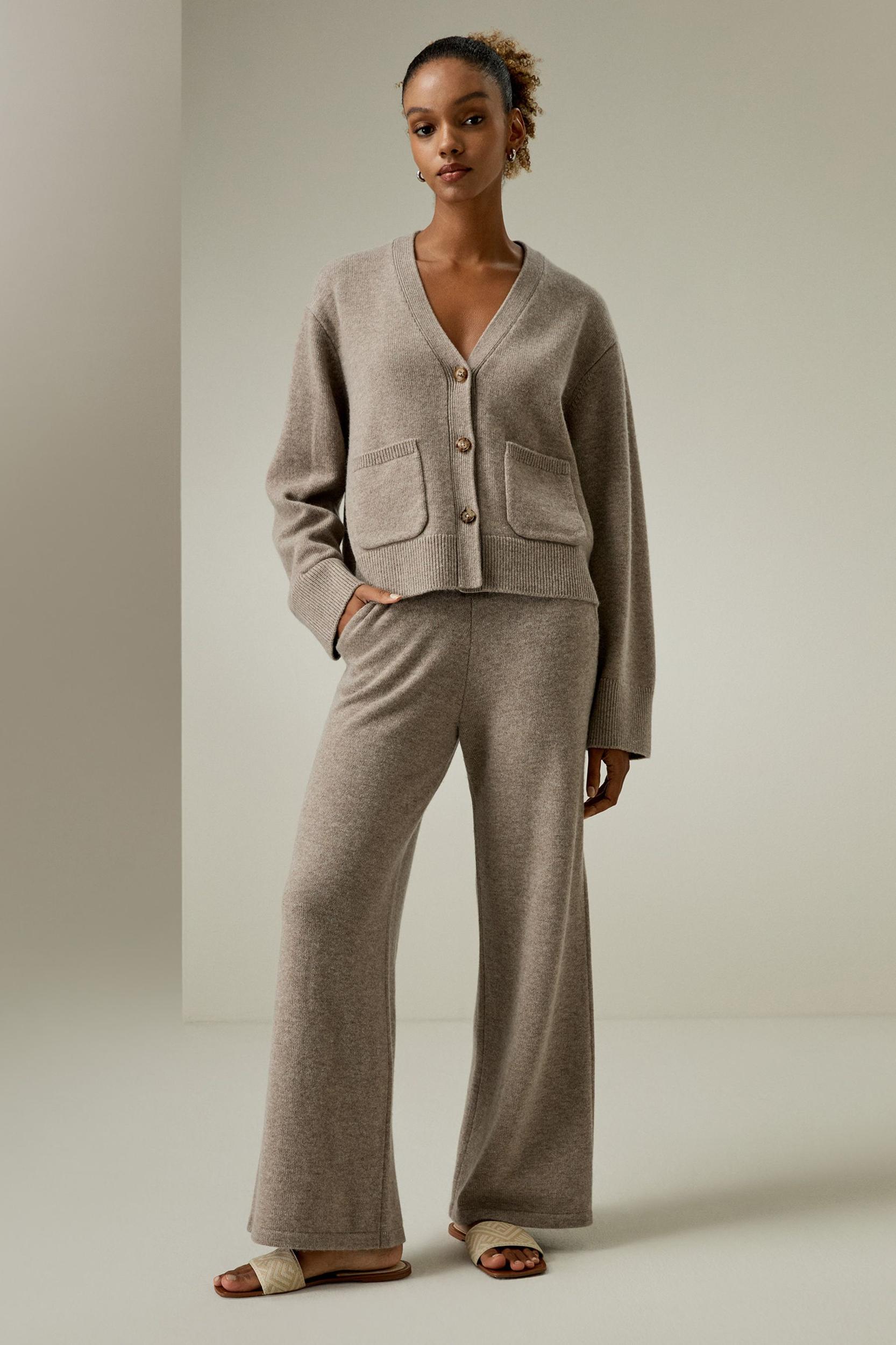 LILYSILK Cashmere Cardigan - for Women - Camel Golden Ratio Cashmere Wool Blend - Warm Front Pockets Sweater S Product Image