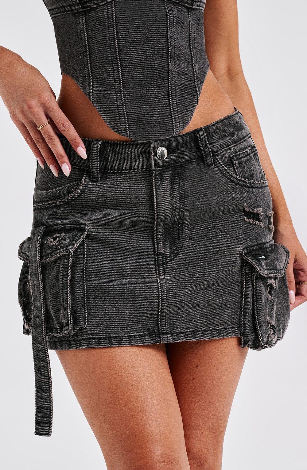 Billie Mini Skirt - Black Wash Product Image