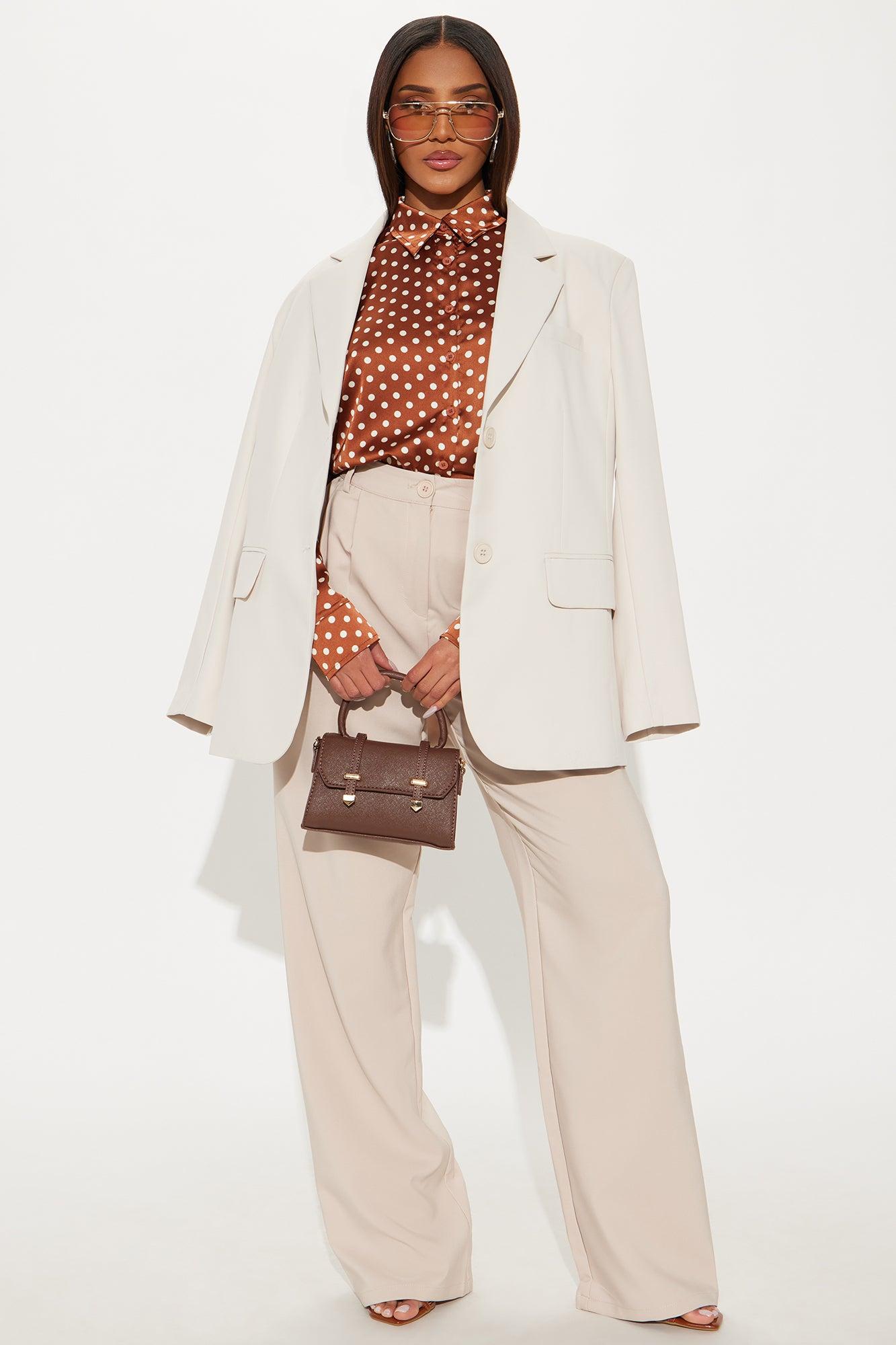 Polka Dot Babe Satin Shirt - Brown/combo Product Image