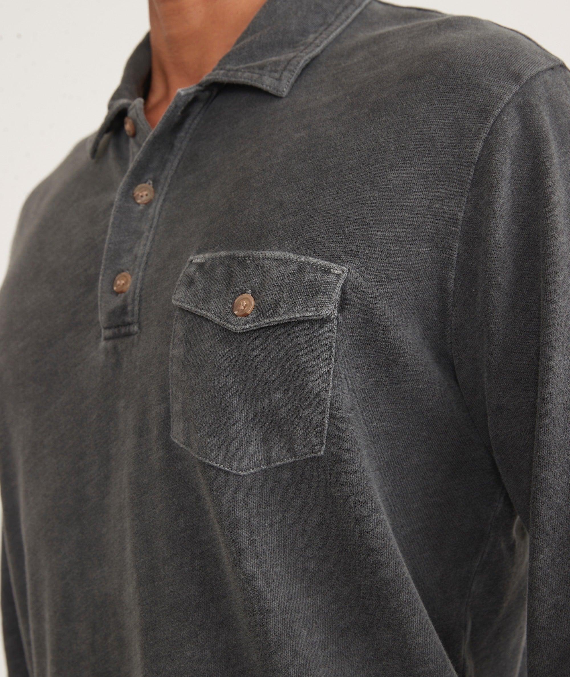 Vintage Heavy Slub Long Sleeve Polo Product Image