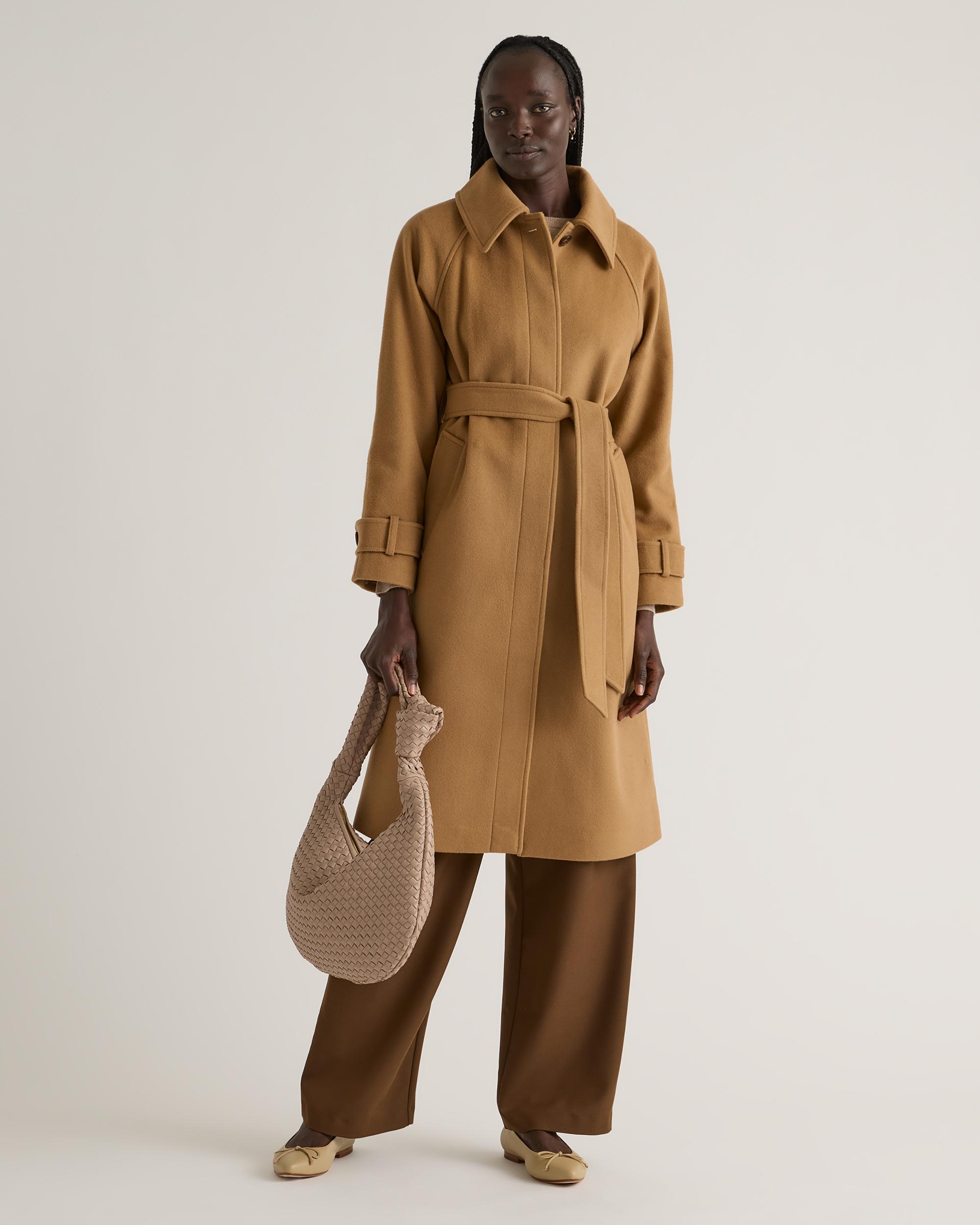 Quince | Women's Italian Wool Belted Point Collar Coat Size XL, Wool/Nylon Product Image