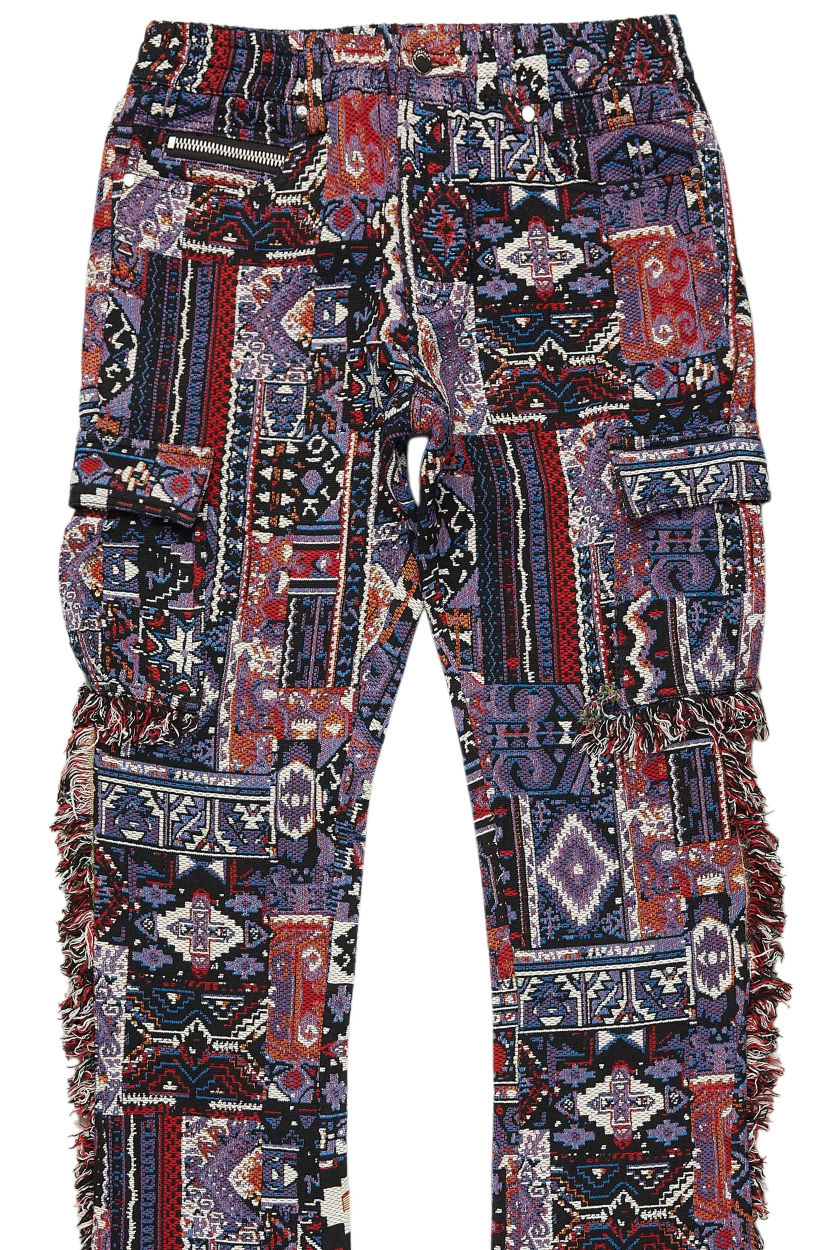 Ayami Purple Slim Tapestry Flare Jean Male Product Image