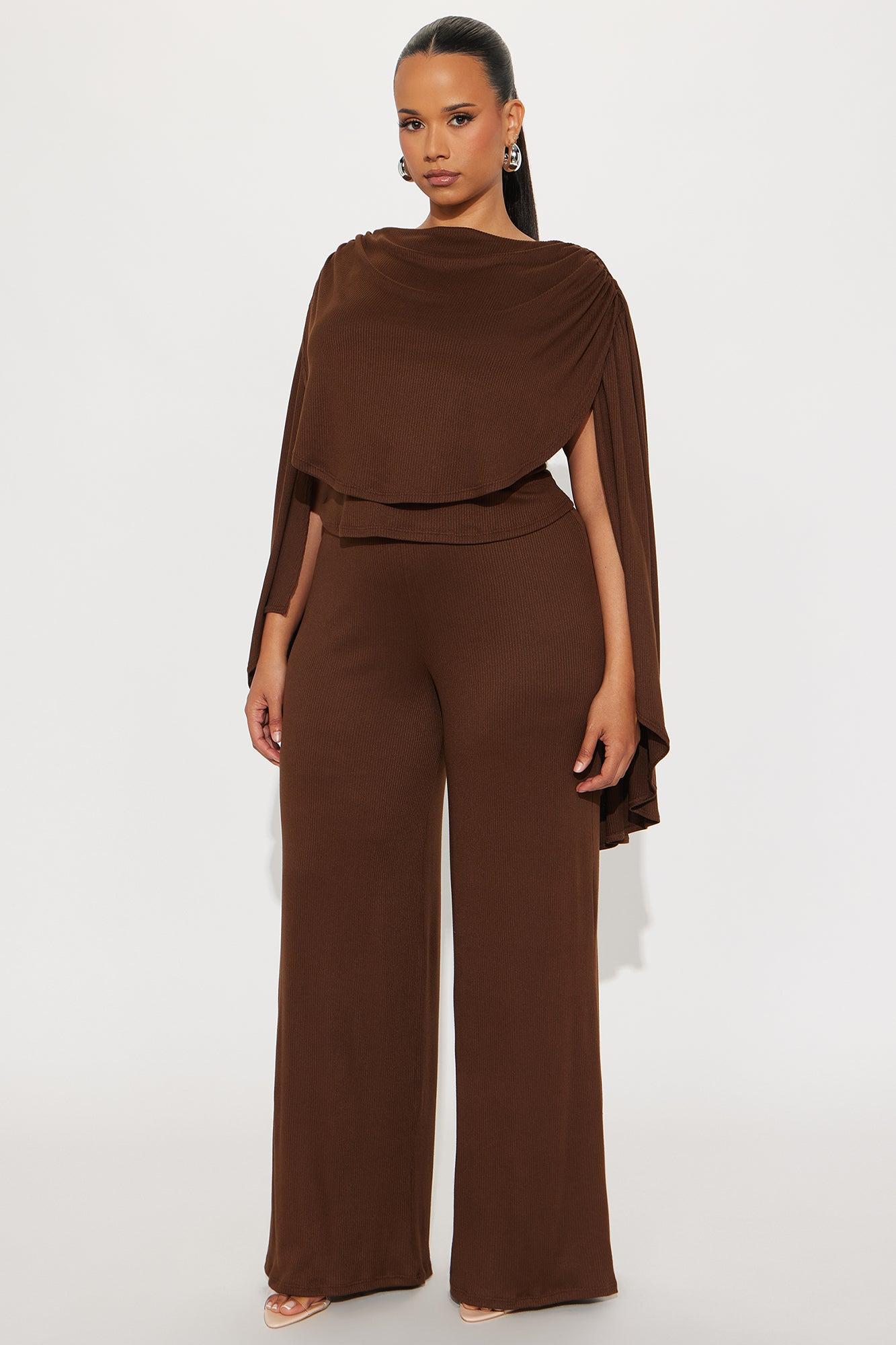 Everly Draped Pant Set - Chocolate Female Product Image