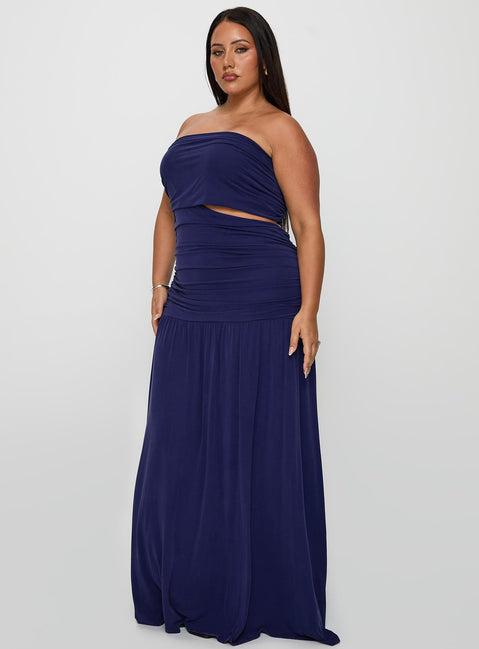 Grandeur Strapless Maxi Dress Navy Curve Product Image