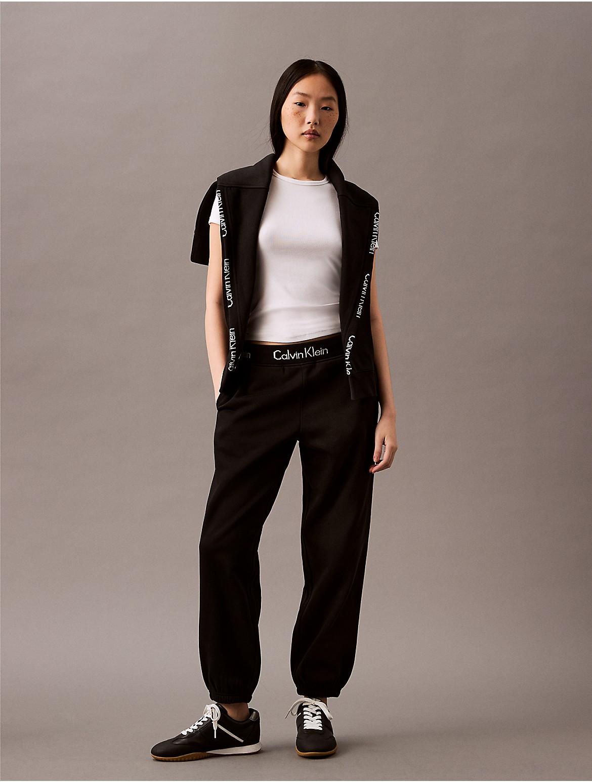 Calvin Klein Womens Logo Tape Fleece Joggers - Grey Product Image