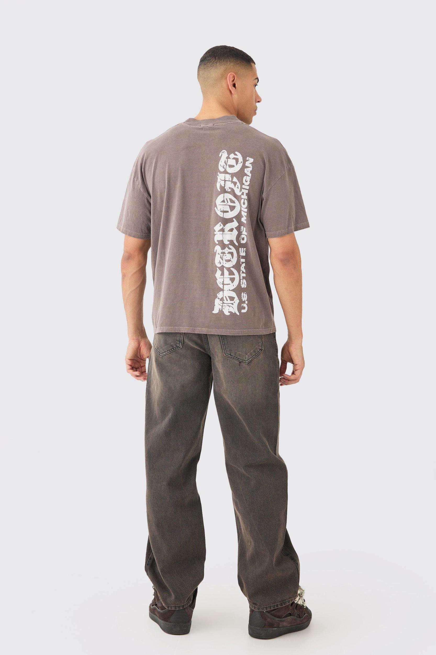 Baggy Rigid Brown Wash Ripped Knee Jeans | boohooMAN USA Product Image