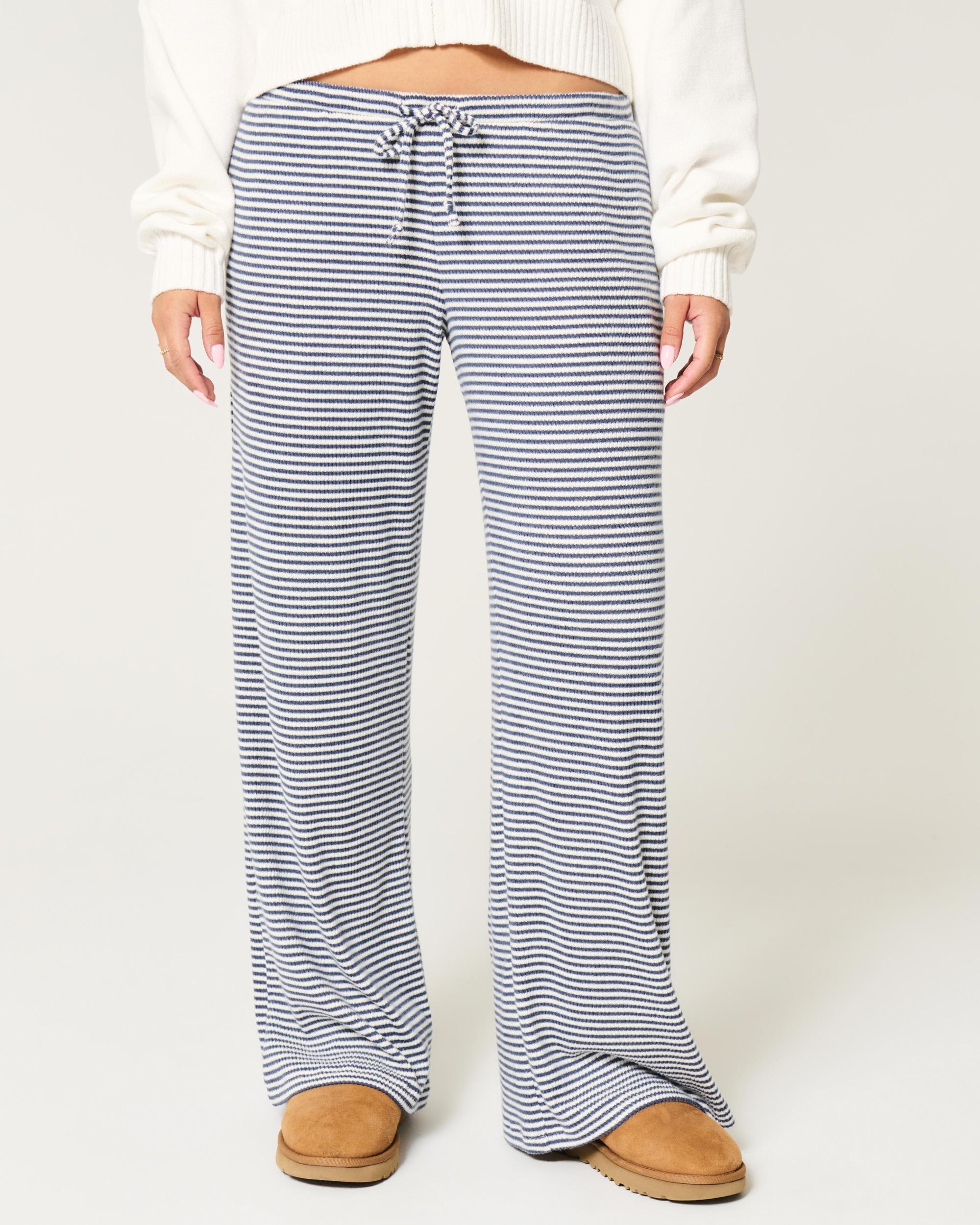 Cozy Ribbed Drawstring Baggy Pants Product Image