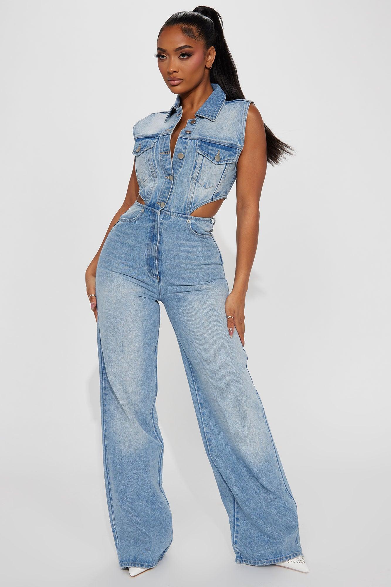 Baylin Denim Jumpsuit - Light Wash Product Image