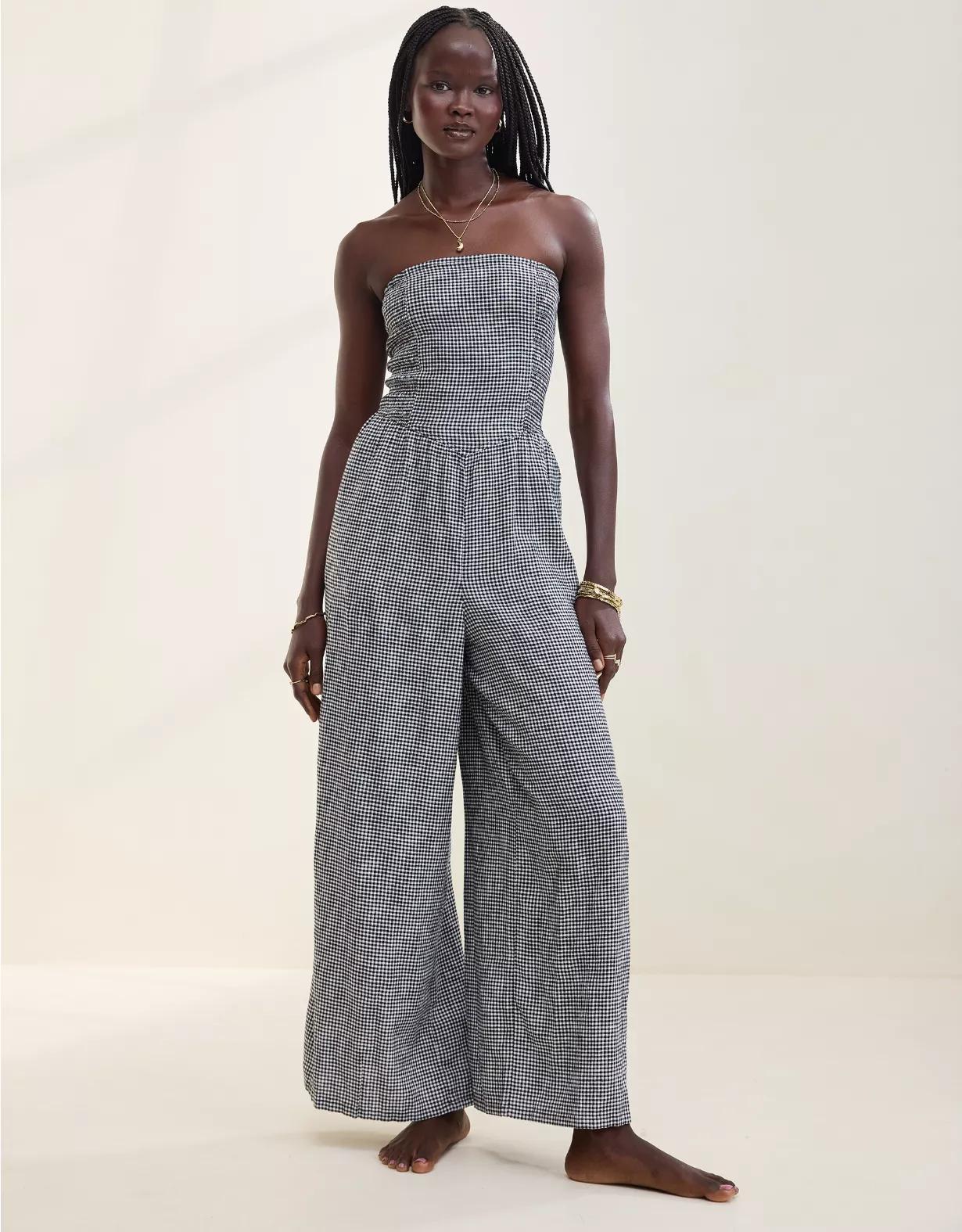 Aerie Strapless Smocked Jumpsuit Product Image