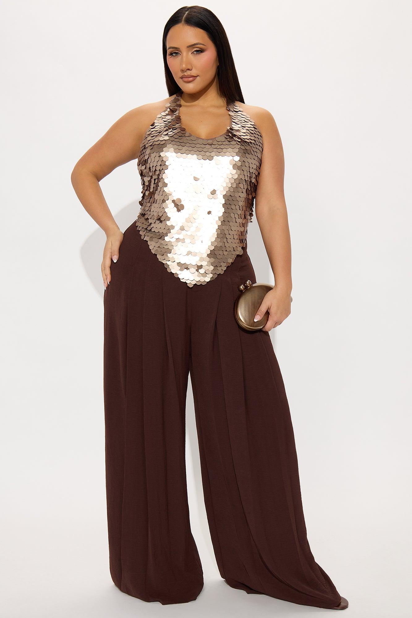 So Dreamy Sequin Halter Top - Brown Female Product Image